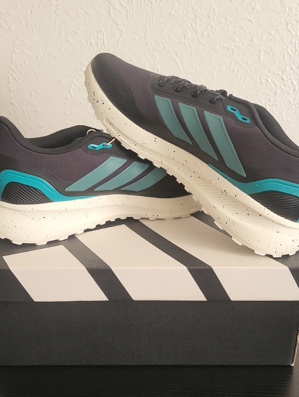 Adidas Black & Teal Runfalcon 5 Athletic Sneakers